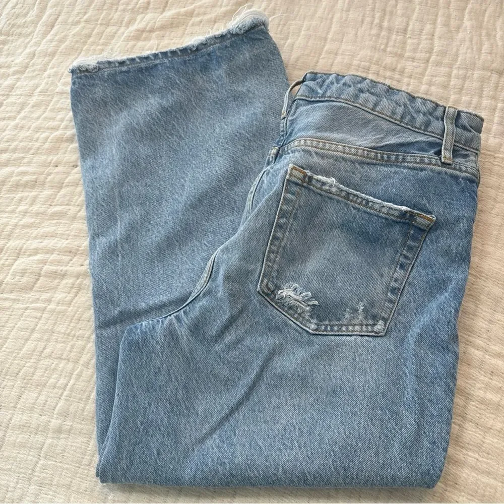 We the Free People Women's Size 29 Blue Wide Leg Jeans Distressed